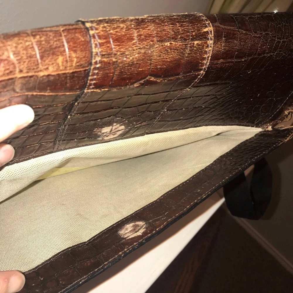 Bosca Brown Crocodile-Embossed Briefcase